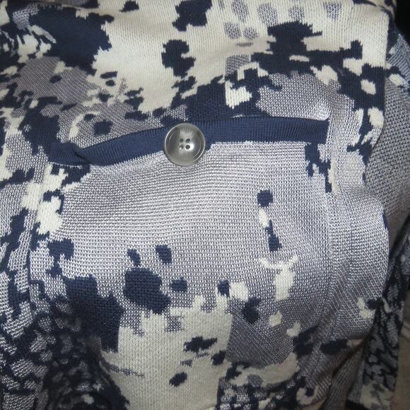 Marla Wynne Blue Abstract Print Open Front Sweater Cardigan - Picture 7 of 10